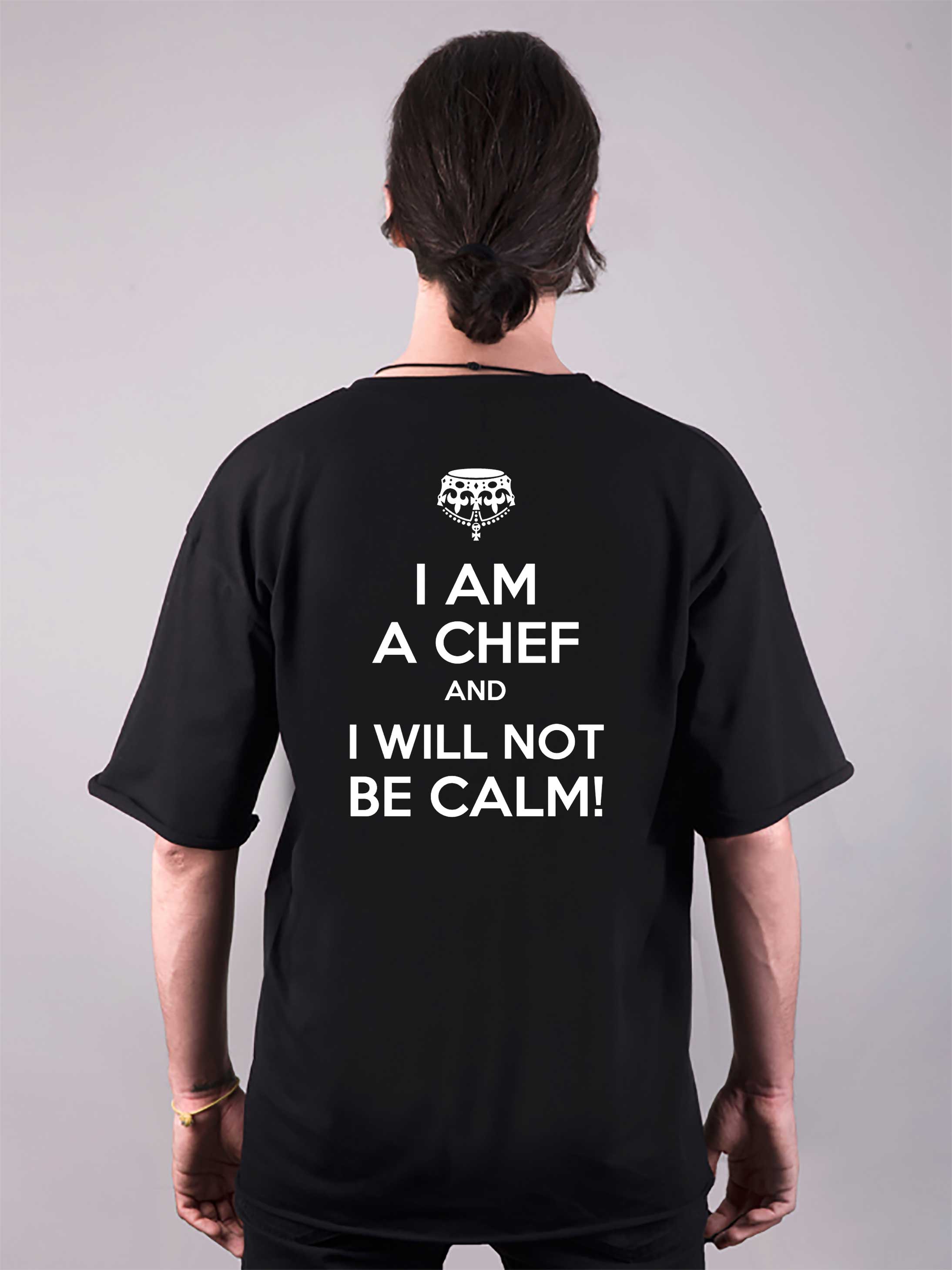 şef baskılı oversize tişört