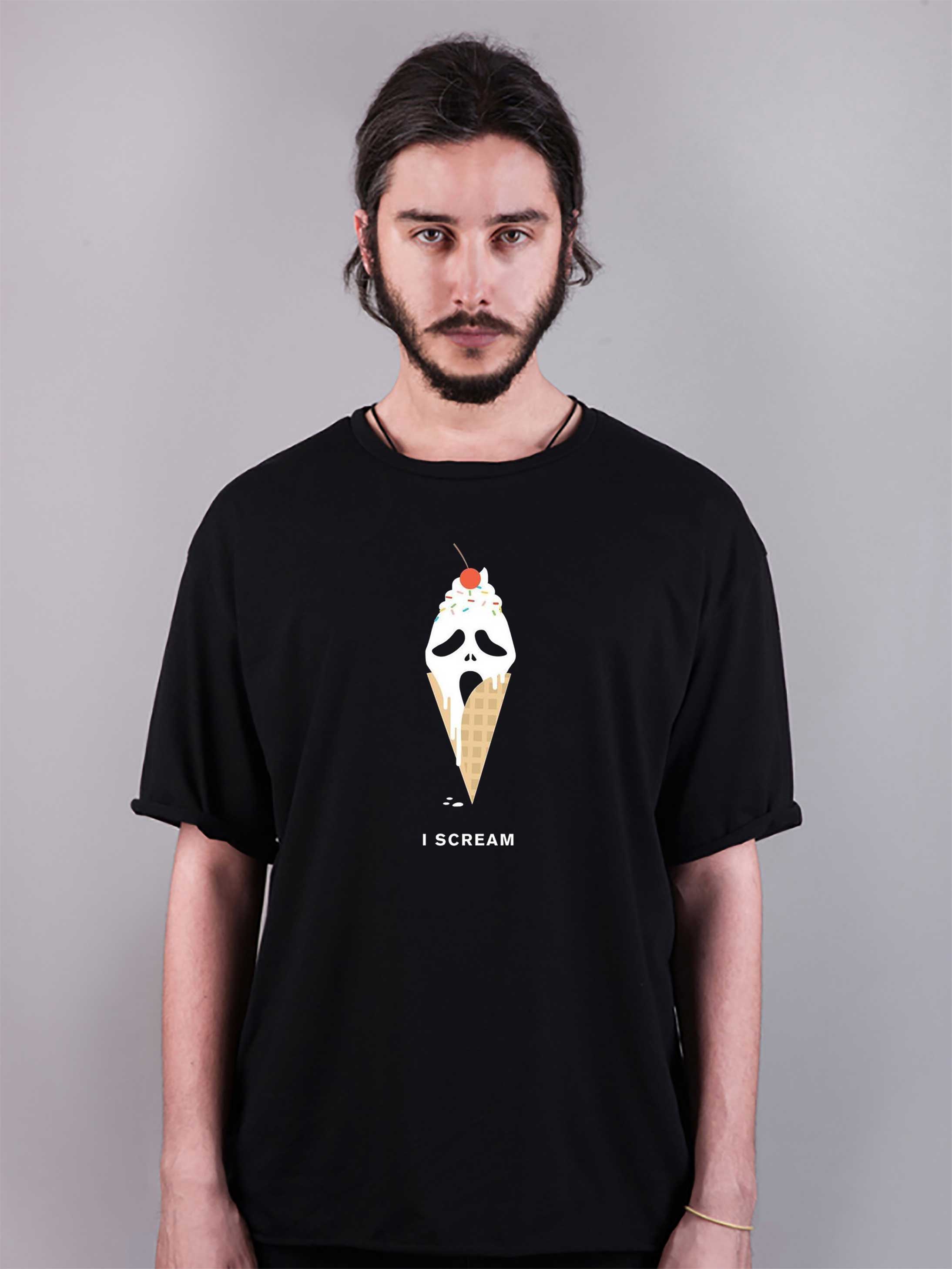 scream baskılı oversize tişört