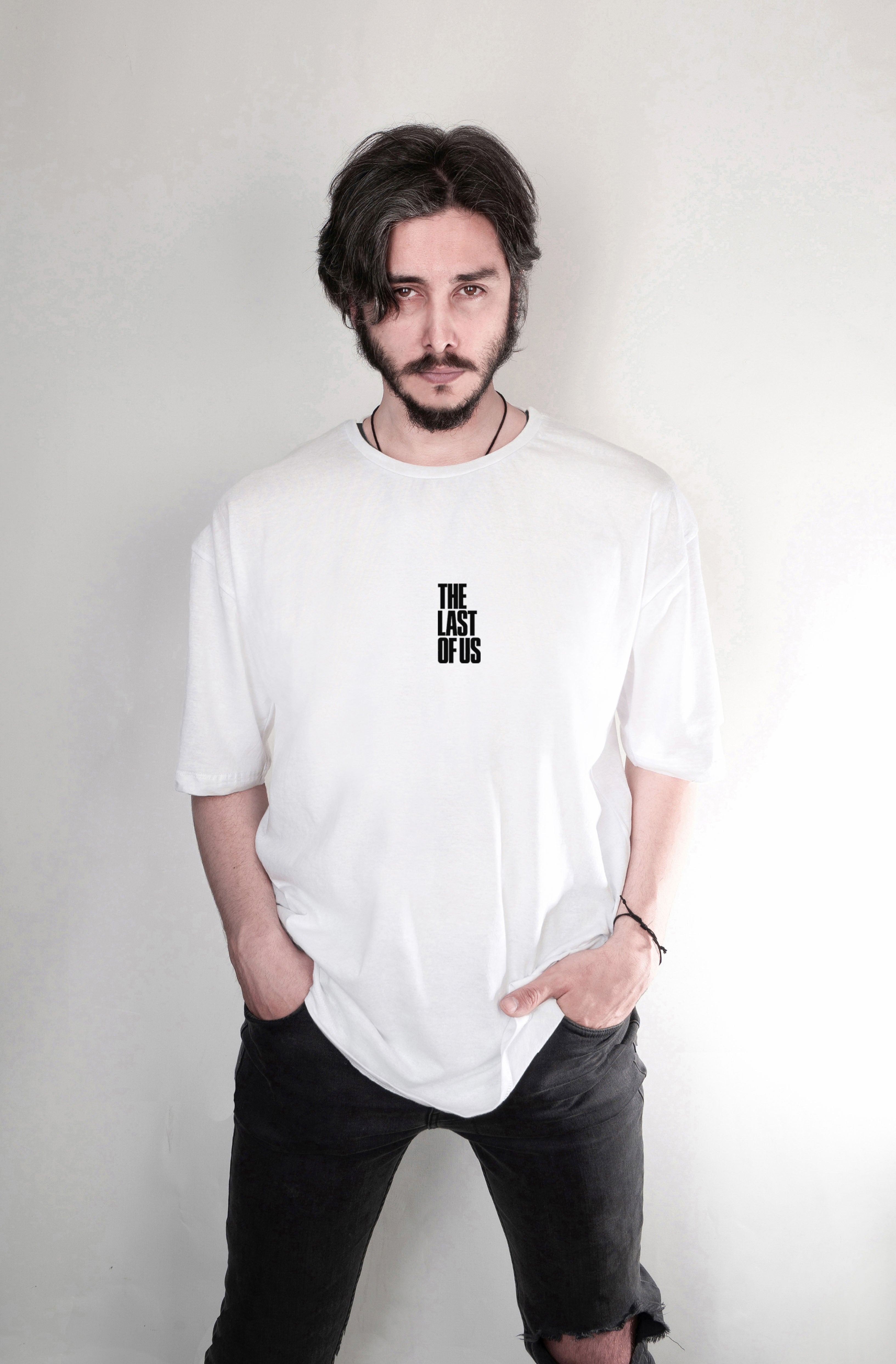Last of us baskılı oversize tişört