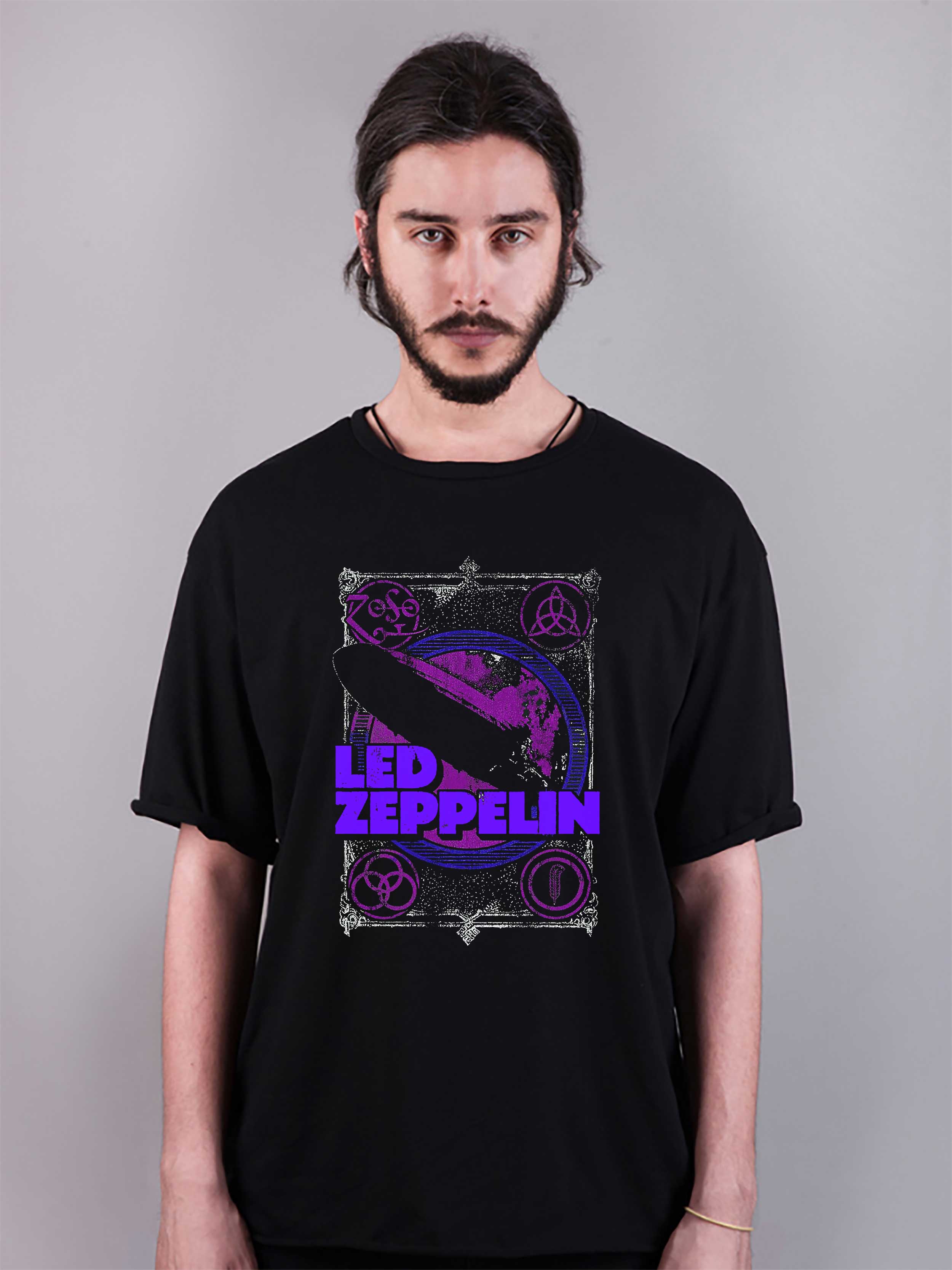 ledzeppelin baskılı oversize tişört