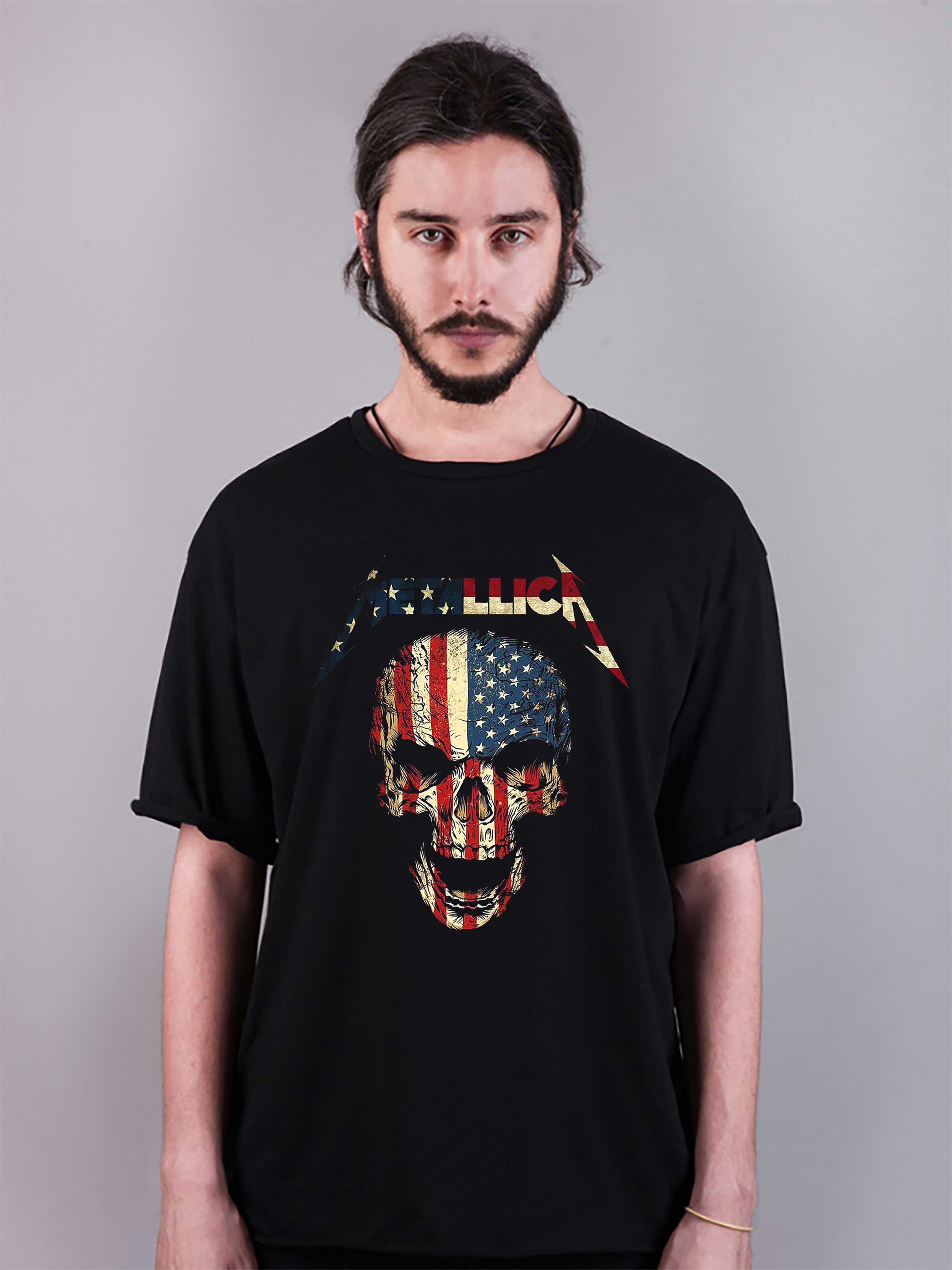 metallica baskılı oversize tişört