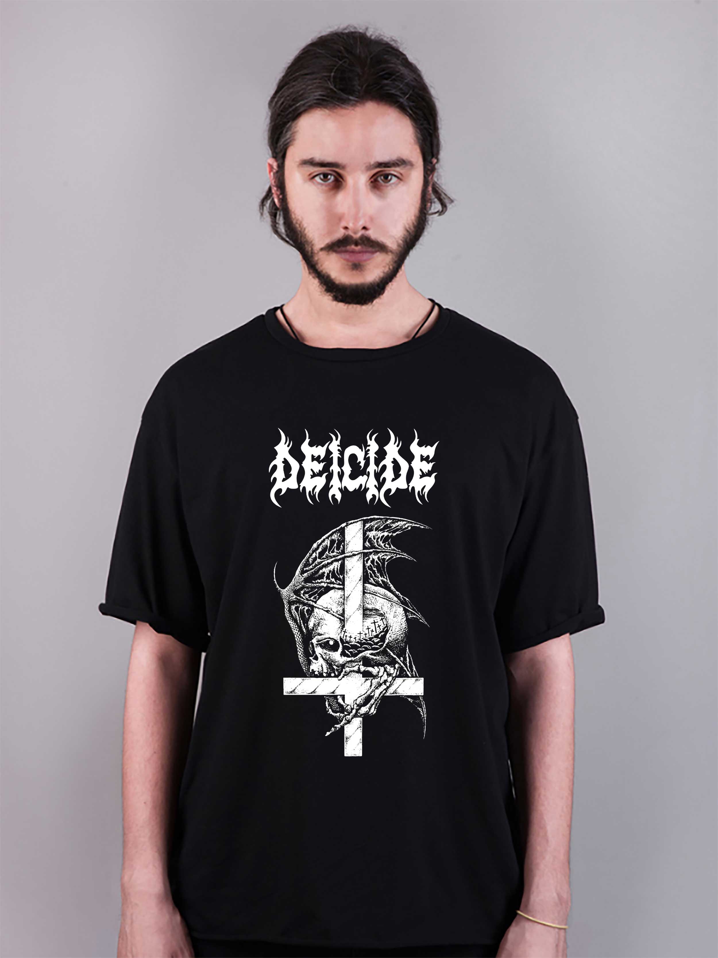 rock baskılı oversize tişört