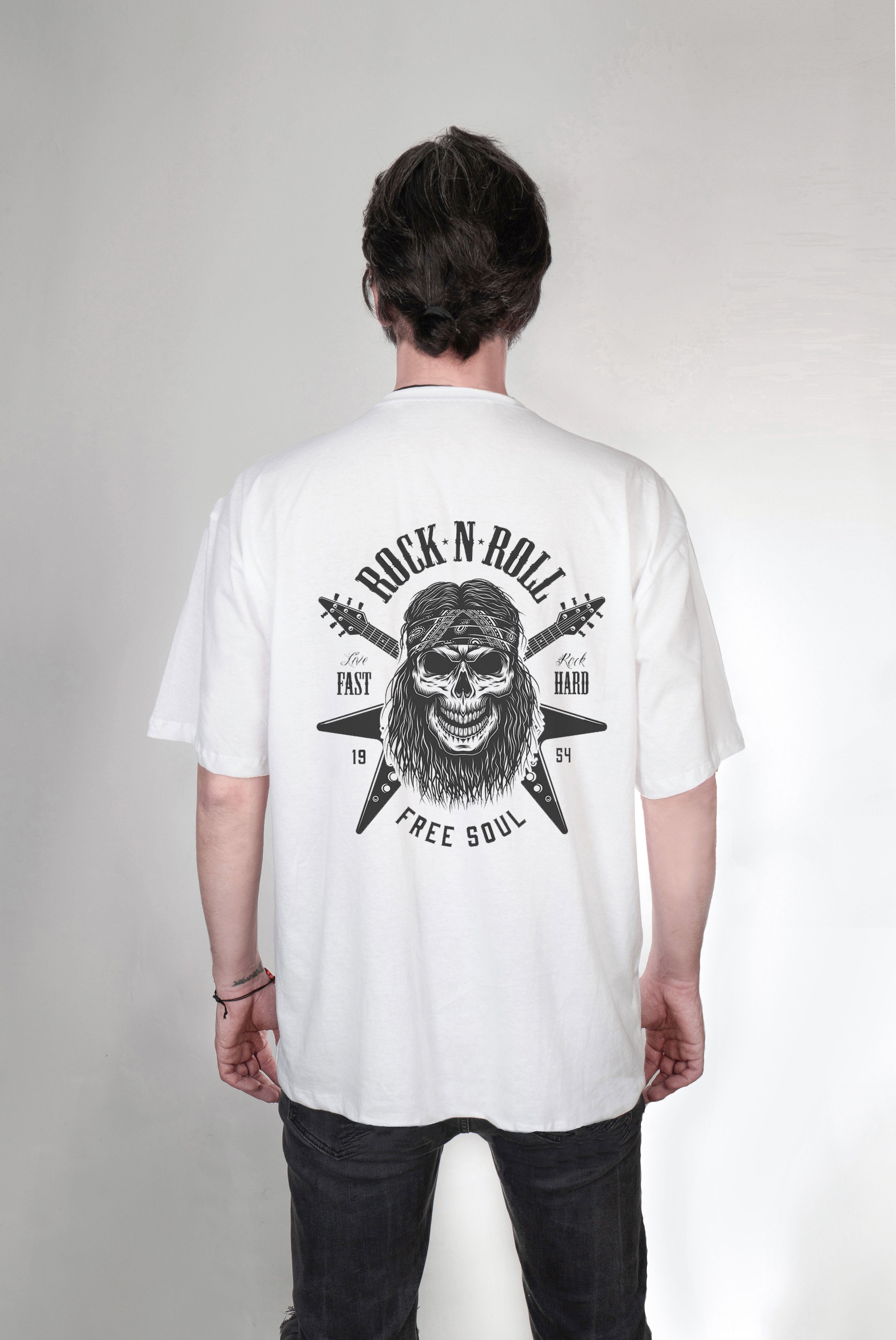Rock baskılı oversize tişört