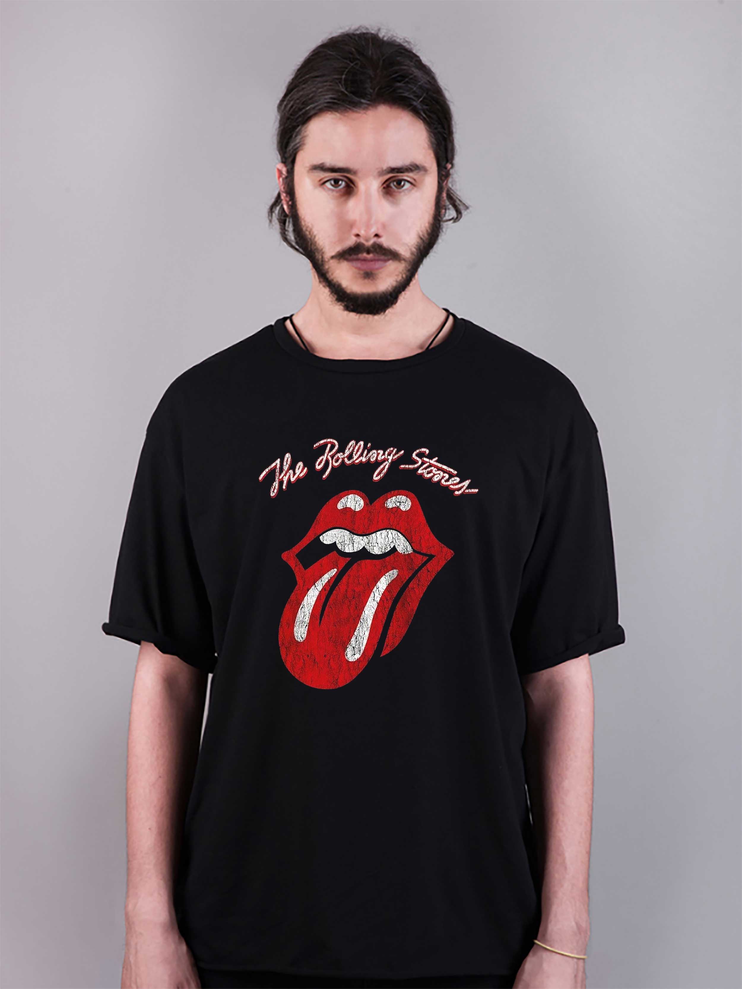 rolling stones baskılı oversize tişört