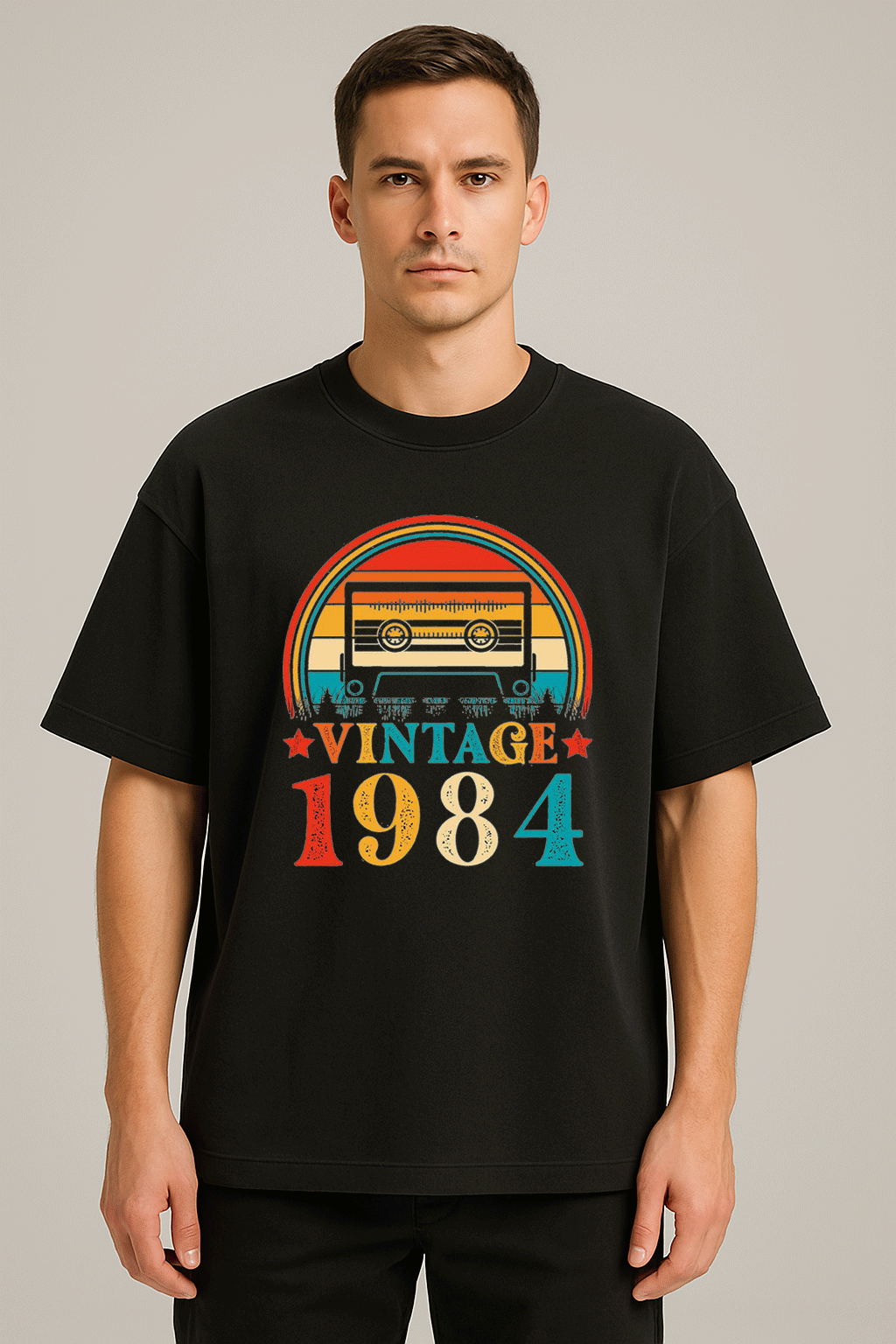 vintage baskılı oversize tişört