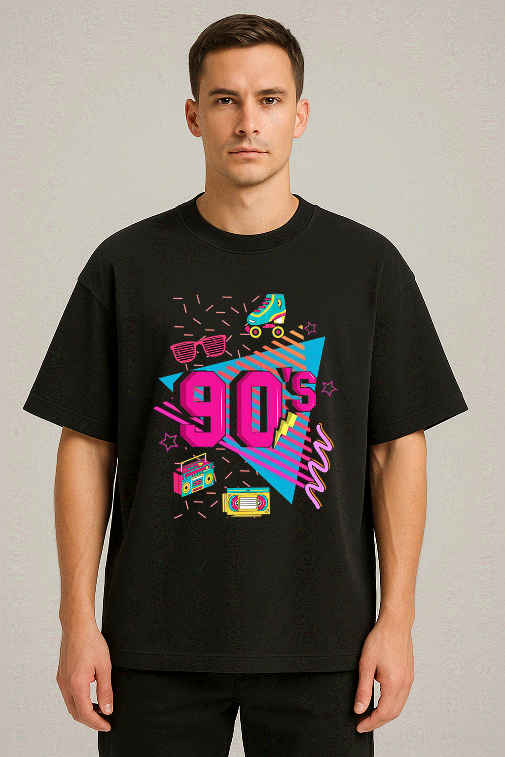 vintage baskılı oversize tişört