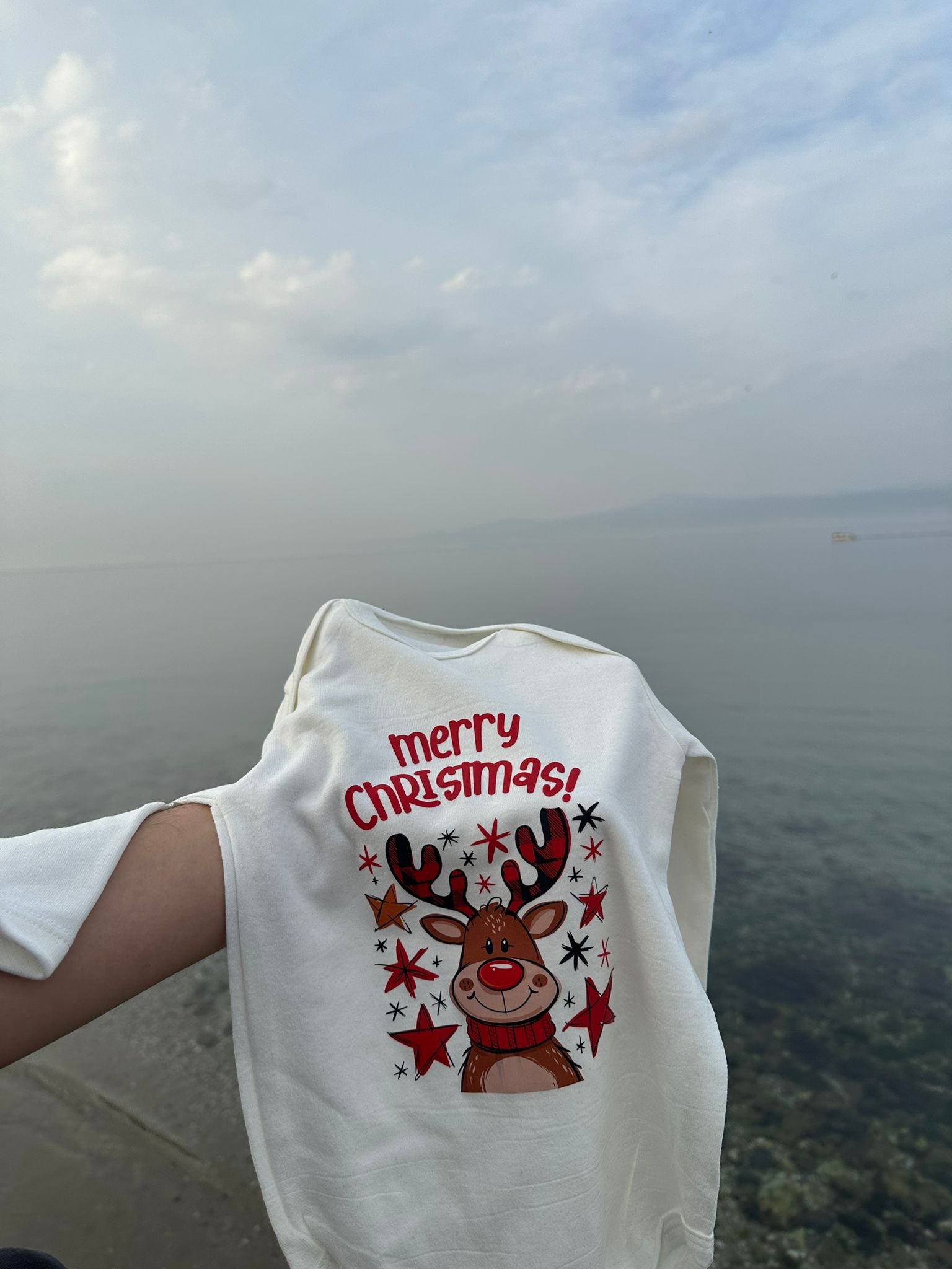 Yeni Yıl Baskılı Kırmızı Uzun Kol Bebek Zıbın