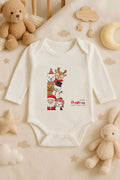 Yeni Yıl   Baskılı Ekru Uzun Kol Bebek Zıbın