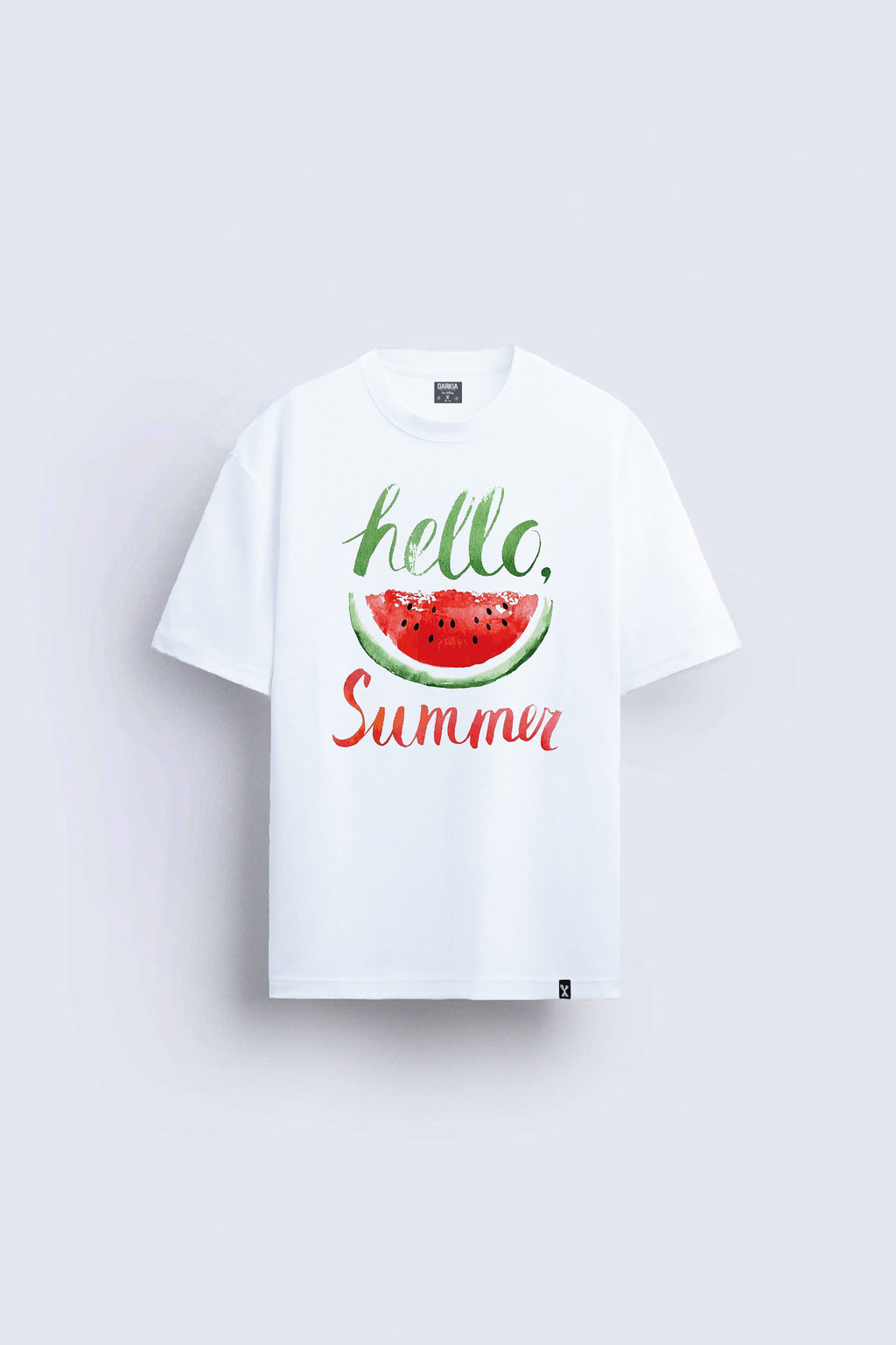hello summer baskılı oversize beyaz tişört