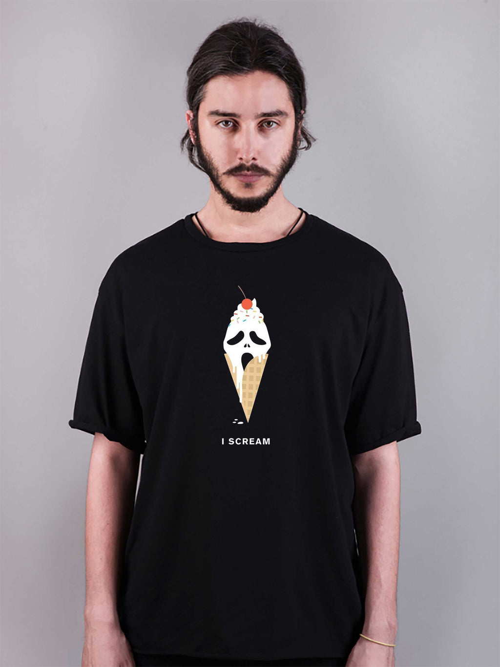 scream baskılı oversize tişört