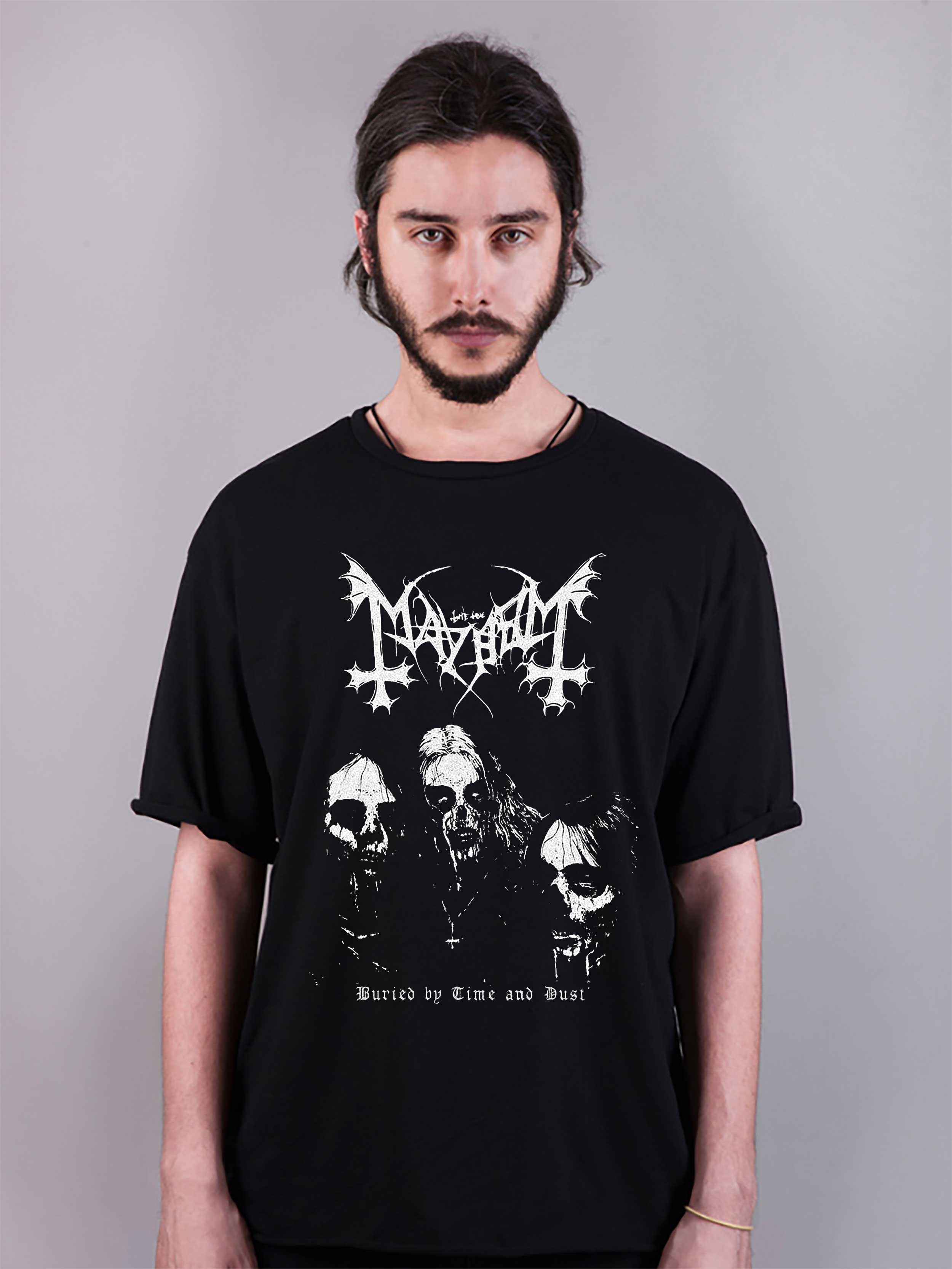 mayhem baskılı oversize tişört