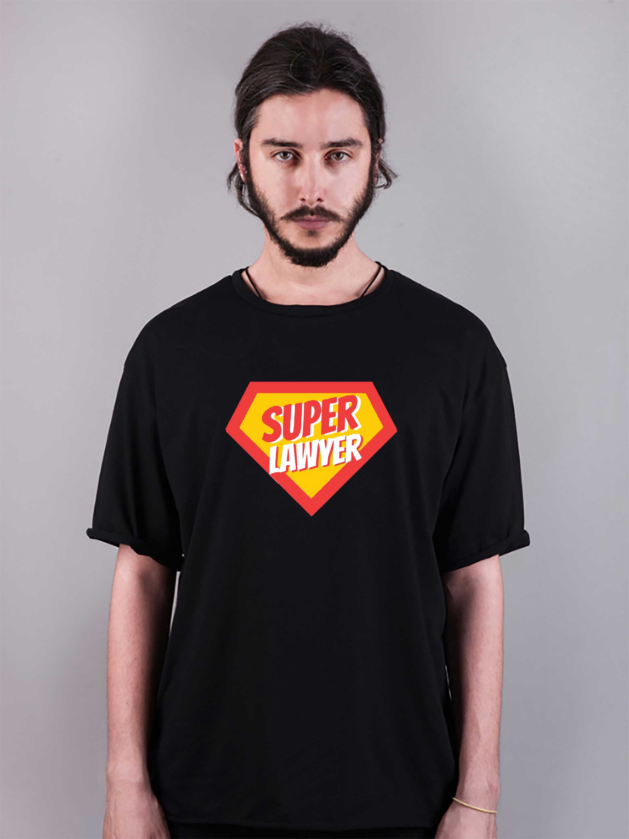 süper avukat baskılı oversize tişört