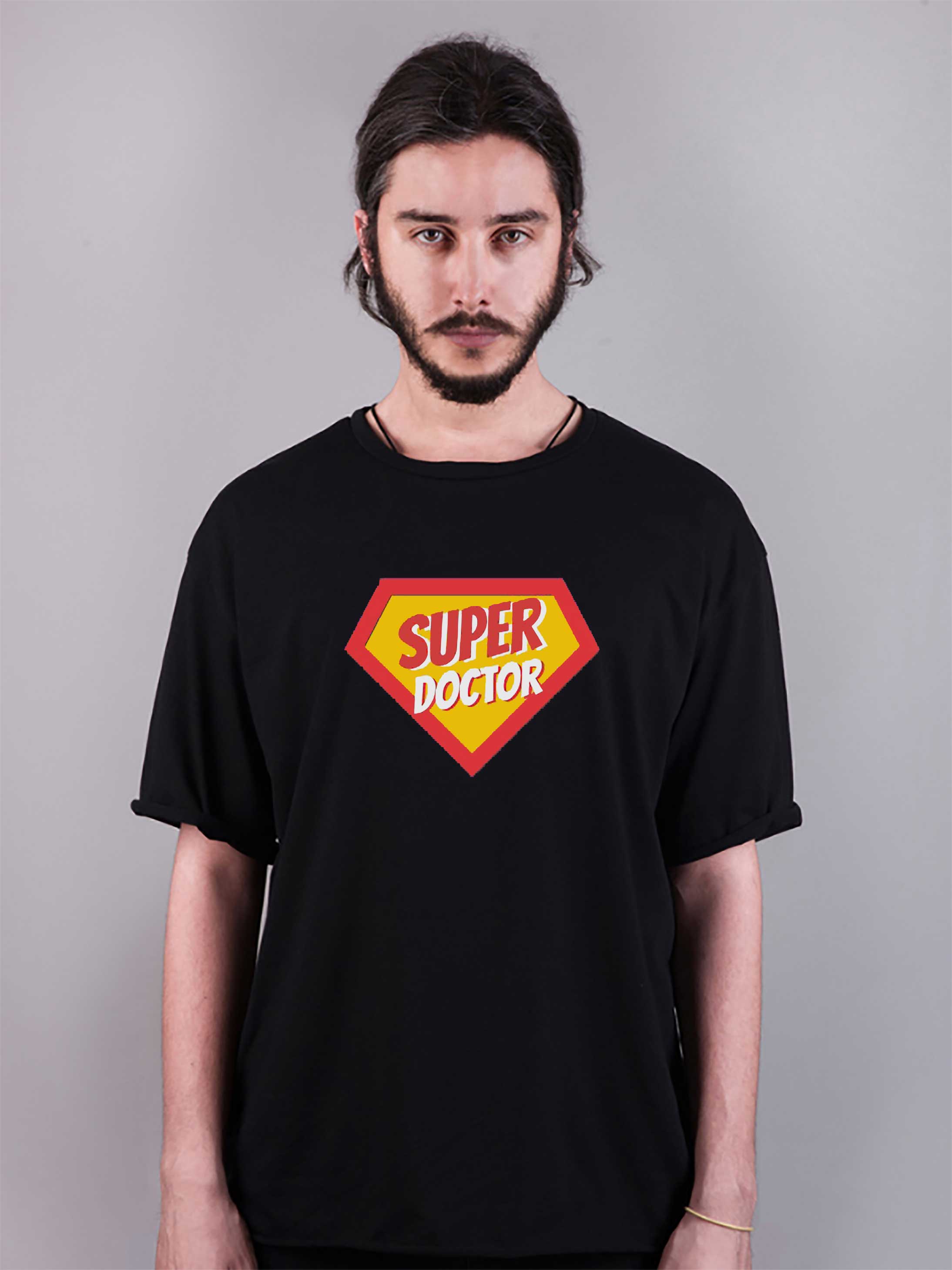 süper doktor baskılı oversize tişört
