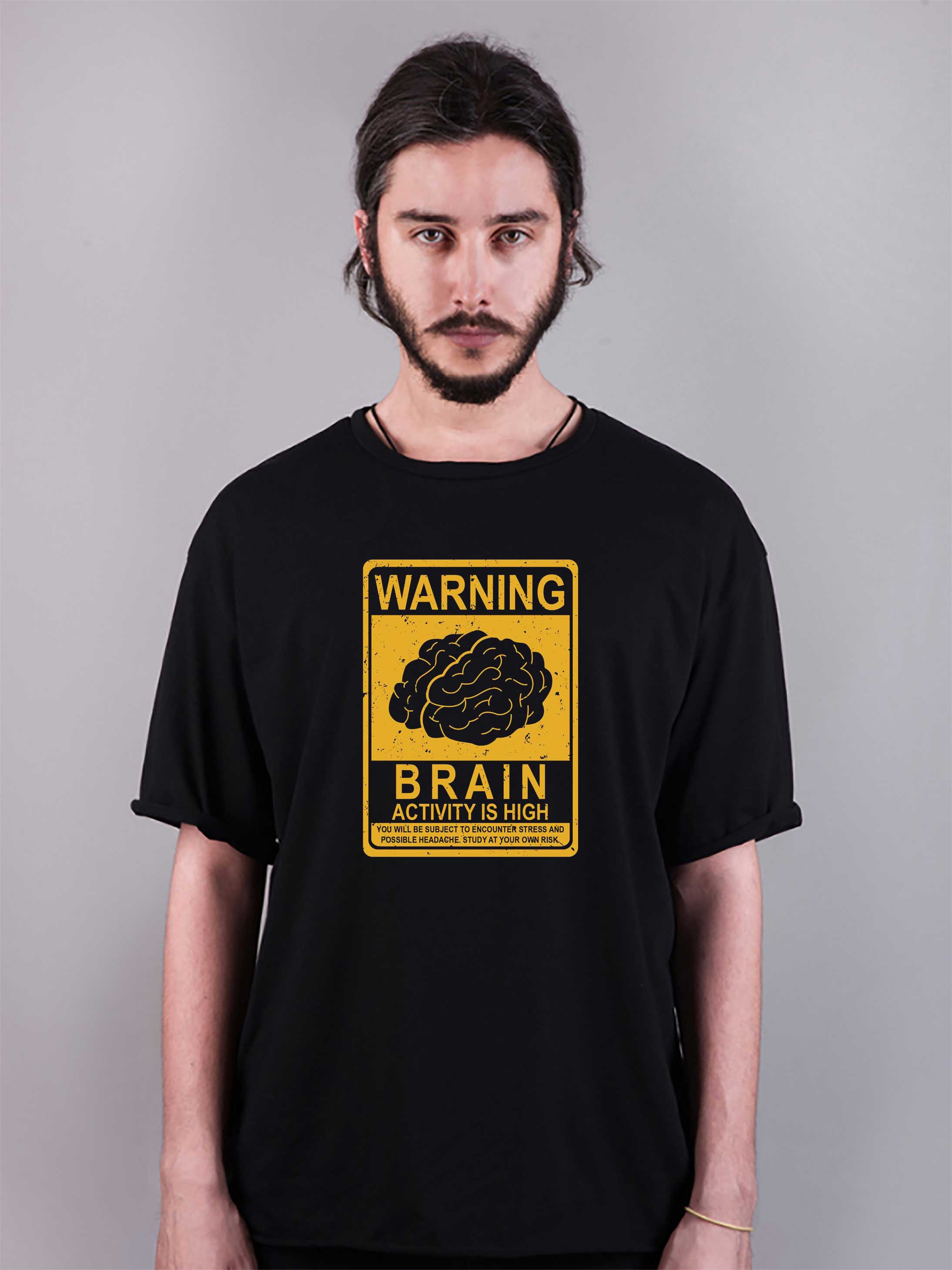 warning baskılı oversize tişört